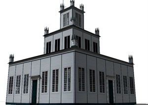 某三层现代教堂建筑设计SU(草图大师)模型