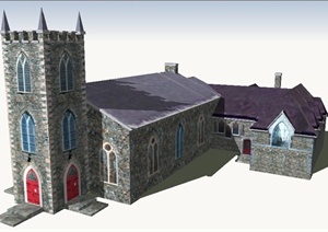 某欧陆风格教堂建筑设计SU(草图大师)模型