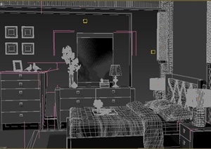 中式风格小卧室室内设计3dmax模型