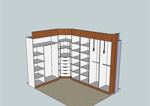某现代室内转角衣柜设计SU(草图大师)模型