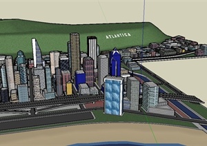 现代某城市一角综合建筑设计SU(草图大师)模型