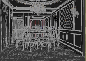欧式风格别墅餐厅室内设计3dmax模型