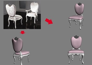 酷爵浅色餐椅设计3DMAX模型