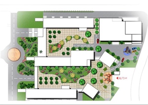 某现代校区景观规划设计JPG方案及CAD施工图