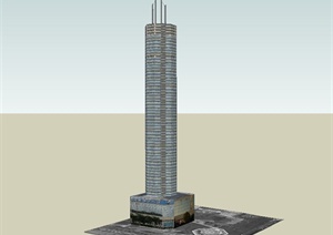 某现代风格超高层办公建筑设计SU(草图大师)模型