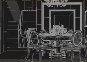 家装别墅餐厅室内设计3dmax模型