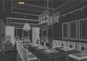 某现代中式风格住宅室内餐厅装修设计3DMAX模型