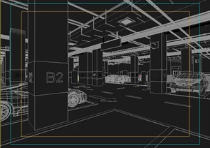 工装现代地下停车场室内设计3dmax模型