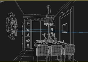 家装餐厅室内装饰3dmax模型