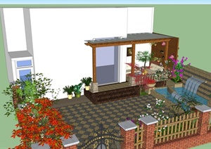 别墅住宅庭院景观设计SU(草图大师)模型