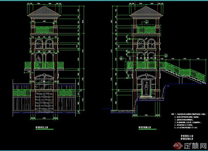 景观塔楼设计CAD施工图(1)