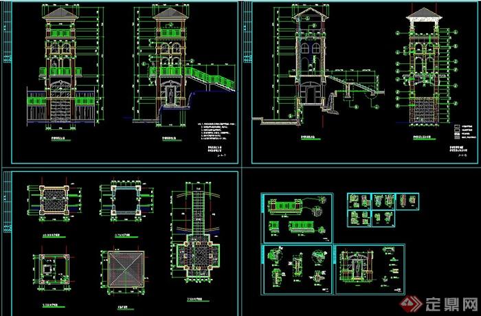 景观塔楼设计CAD施工图(2)