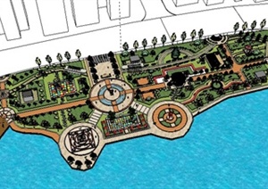 某地滨水公园景观设计SU(草图大师)模型
