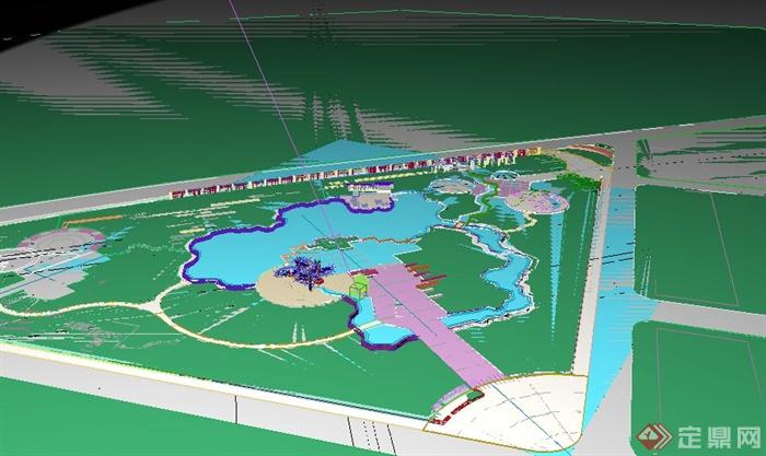 现代某公园景观设计CAD方案图+3DMAX模型+JPG效果图(7)