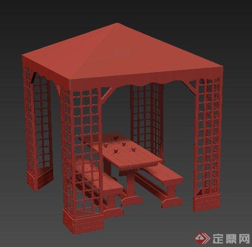 园林景观凉亭及桌凳组合3dmax模型(1)