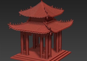 古典中式四角重檐亭3DMAX模型