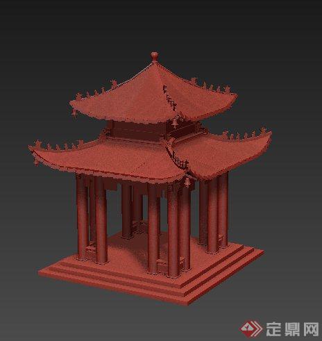 古典中式四角重檐亭3DMAX模型(1)