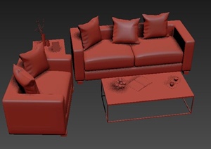 室内设计沙发茶几组合家具3dmax模型