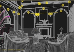 某欧式风格两层住宅室内客厅装修设计3DMAX模型