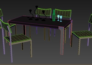 室内家具餐桌椅组合3dmax模型