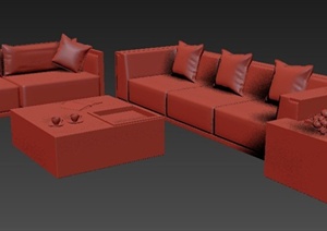 现代简约室内沙发茶几3dmax模型