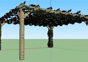 园林景观某木制花架SU(草图大师)模型