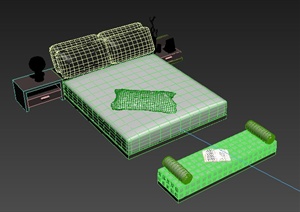 现代简约床及床头柜3dmax模型