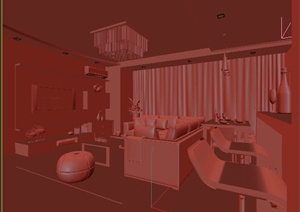 家装客厅、餐厅、厨房室内设计3dmax模型