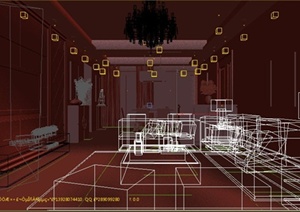 家装客餐厅及厨房室内装饰3dmax模型