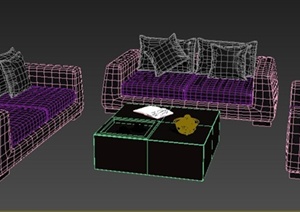 现代简约沙发家具组合3dmax模型