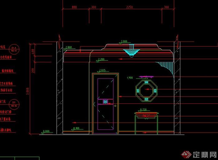 某现代十层中式套房客厅立面设计CAD施工图(1)