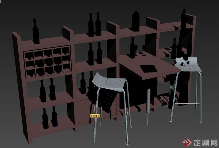 吧台酒柜设计3DMAX模型(1)