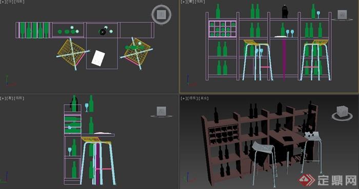 吧台酒柜设计3DMAX模型(2)