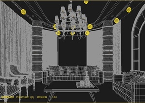 欧式风格家装客厅室内装饰设计3dmax模型