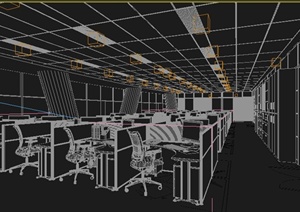 某办公楼层集中办公区室内设计3dmax模型