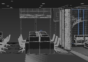 现代风格办公区室内设计3dmax模型