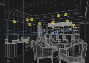 现代某西餐厅室内空间装修设计3DMAX模型