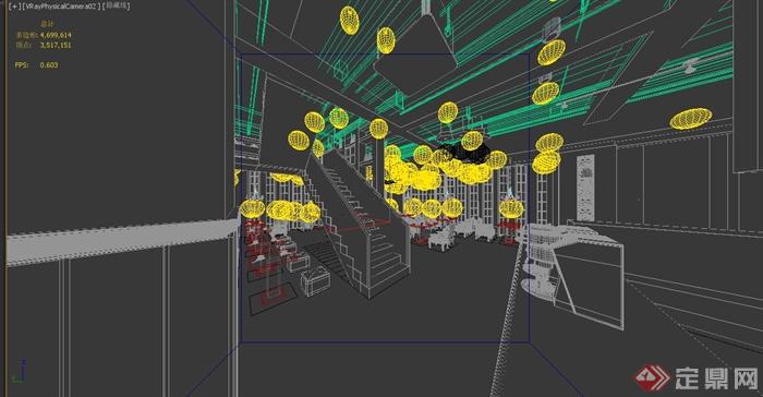 现代某两层餐厅大堂装修设计3DMAX模型(2)