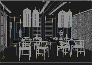 中式餐厅包房室内装饰设计3dmax模型