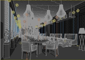 某现代商业餐厅室内装修设计3dmax模型
