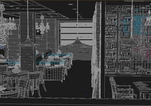 中式风格商业餐厅室内装修设计3dmax模型
