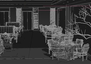 中式风格商业餐厅室内装饰设计3dmax模型