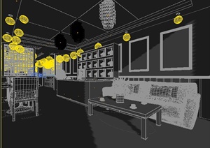 某地现代餐厅室内装饰设计3dmax模型