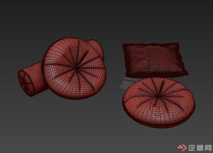 抱枕、靠枕组合设计3DMXA模型(1)