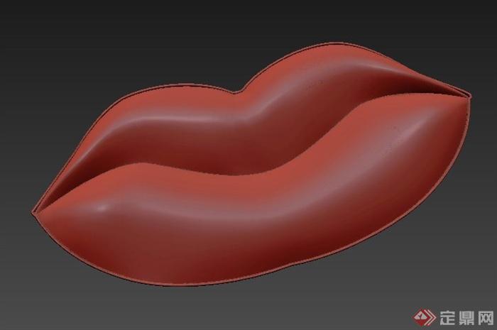 室内装饰嘴唇状枕头3dmax模型(1)