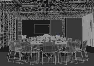 现代简约餐厅包房室内设计3dmax模型