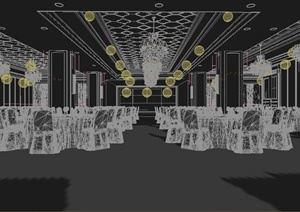 中式宴会厅装饰设计3DMAX模型