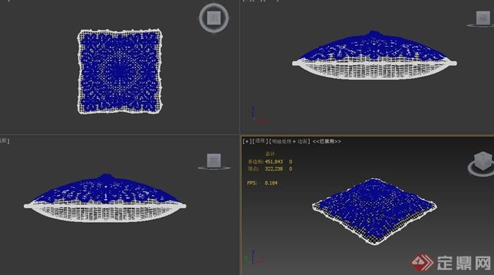 某现代室内装饰方形抱枕设计3DMAX模型(2)