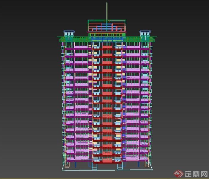 某现代高层住宅建筑设计3DMAX模型(1)