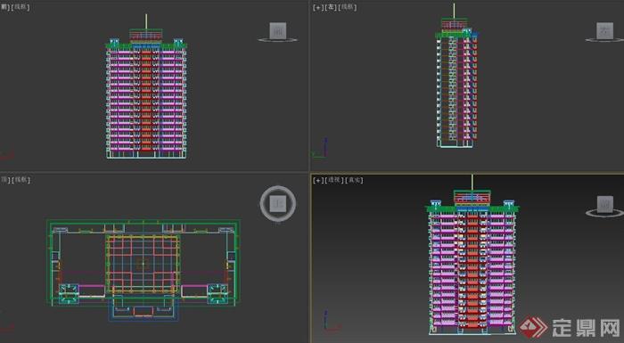 某现代高层住宅建筑设计3DMAX模型(2)